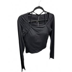 NEW 91THELABEL women’s long sleeve activewear crop top in black